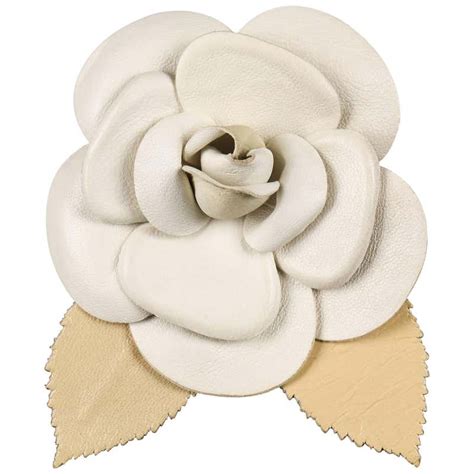 chanel brooch leather camilia beige|camellia brooches for sale.